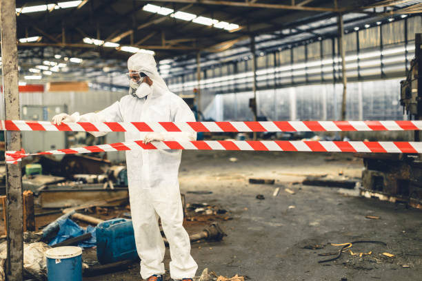 Professional Sewage Cleanup technician working in Lolita, TX